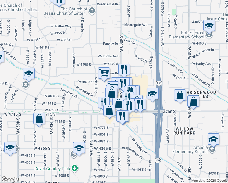 map of restaurants, bars, coffee shops, grocery stores, and more near 4616 S 4000 W in West Valley City