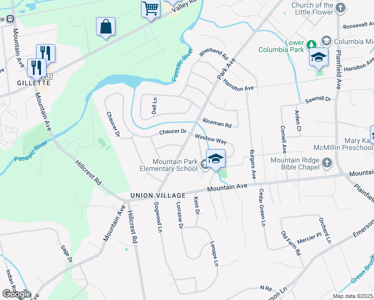 map of restaurants, bars, coffee shops, grocery stores, and more near 450 Park Avenue in Berkeley Heights