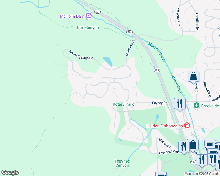 map of restaurants, bars, coffee shops, grocery stores, and more near 2422 Iron Canyon Drive in Park City