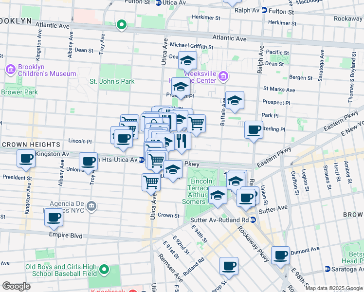 map of restaurants, bars, coffee shops, grocery stores, and more near in Brooklyn