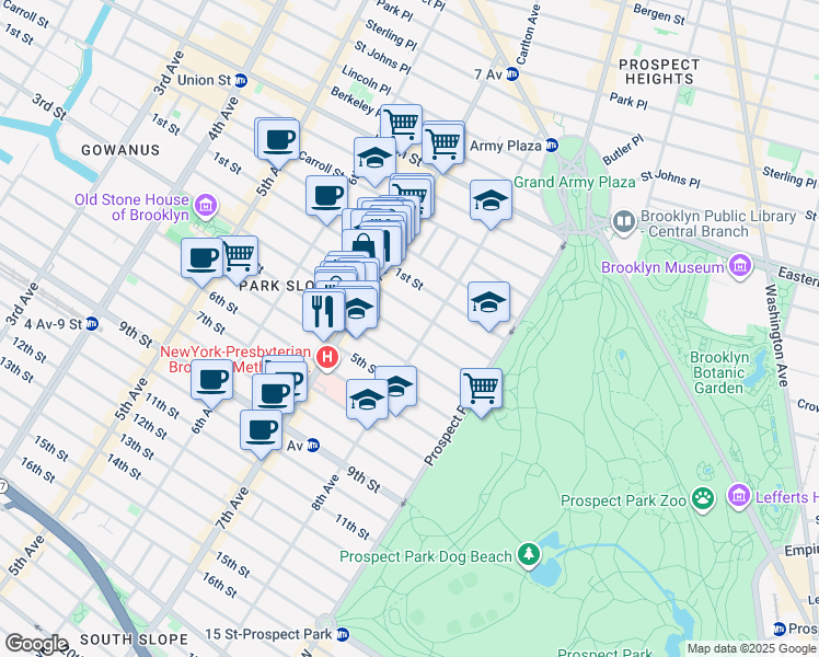 map of restaurants, bars, coffee shops, grocery stores, and more near in Brooklyn