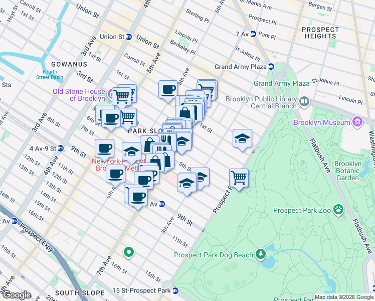 map of restaurants, bars, coffee shops, grocery stores, and more near in Brooklyn
