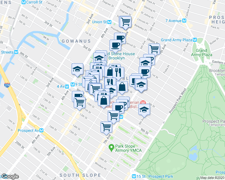 map of restaurants, bars, coffee shops, grocery stores, and more near in Brooklyn