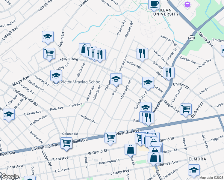 map of restaurants, bars, coffee shops, grocery stores, and more near 828-830 Livingston Road in Elizabeth