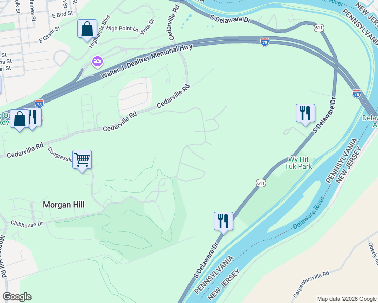 map of restaurants, bars, coffee shops, grocery stores, and more near 580 Quaker Ridge Terrace in Easton