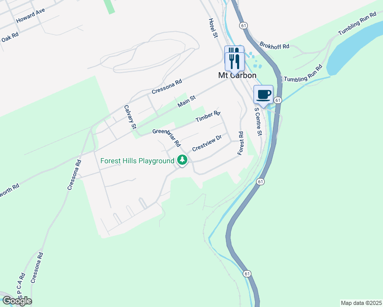 map of restaurants, bars, coffee shops, grocery stores, and more near 87 Crestview Drive in Pottsville