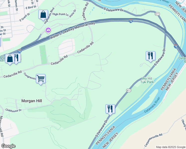 map of restaurants, bars, coffee shops, grocery stores, and more near 550 Quaker Ridge Terrace in Easton