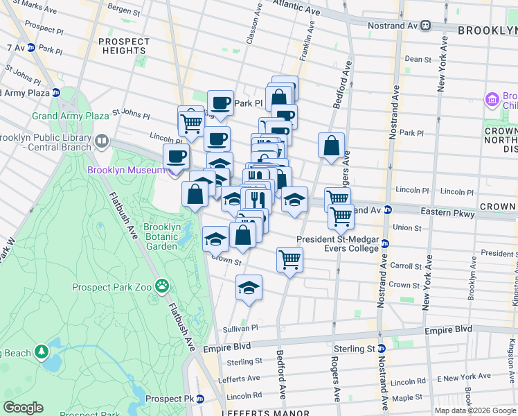 map of restaurants, bars, coffee shops, grocery stores, and more near 1049 Union Street in Brooklyn