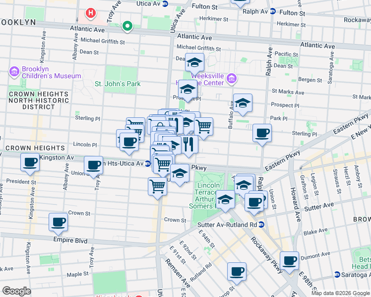 map of restaurants, bars, coffee shops, grocery stores, and more near in Brooklyn