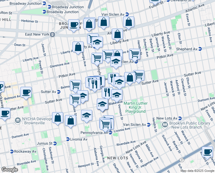 map of restaurants, bars, coffee shops, grocery stores, and more near in Brooklyn