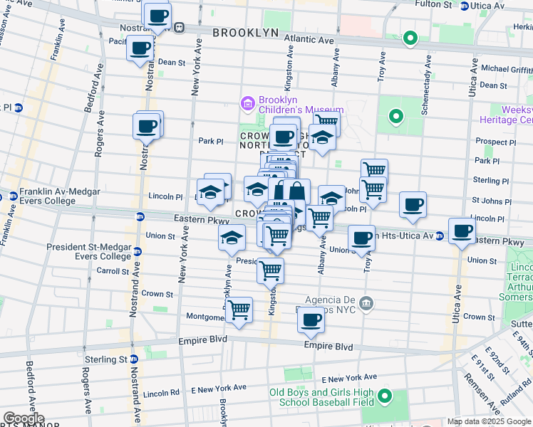 map of restaurants, bars, coffee shops, grocery stores, and more near in Brooklyn