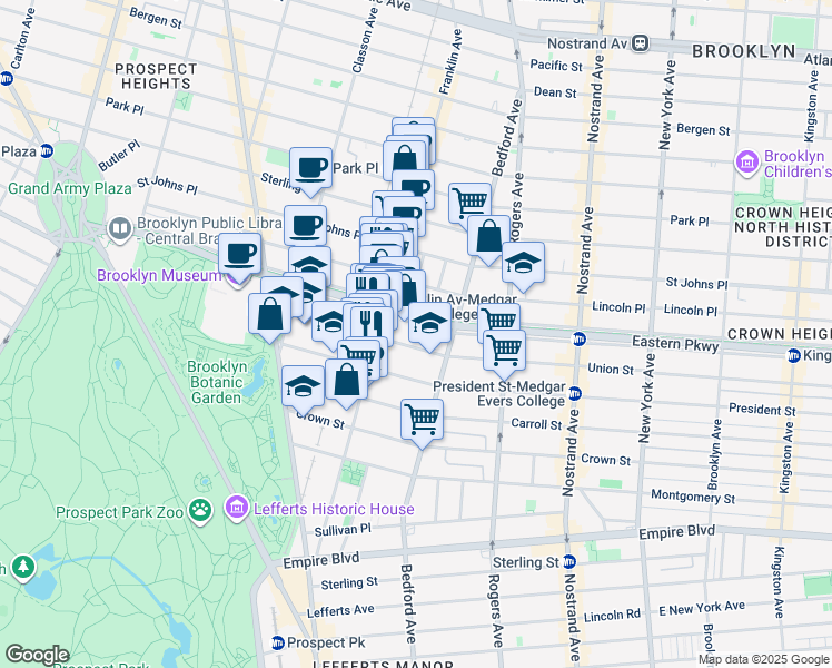 map of restaurants, bars, coffee shops, grocery stores, and more near 1042 Union Street in Brooklyn