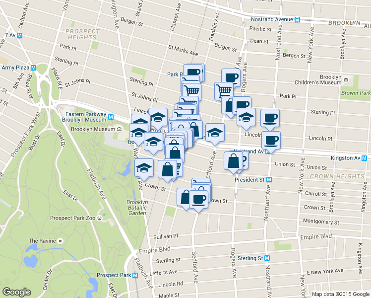map of restaurants, bars, coffee shops, grocery stores, and more near 1042 Union Street in Brooklyn