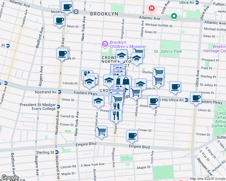 map of restaurants, bars, coffee shops, grocery stores, and more near in Brooklyn