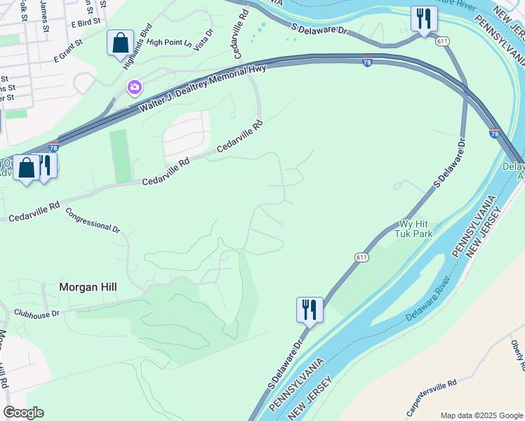 map of restaurants, bars, coffee shops, grocery stores, and more near 550 Quaker Ridge Terrace in Easton