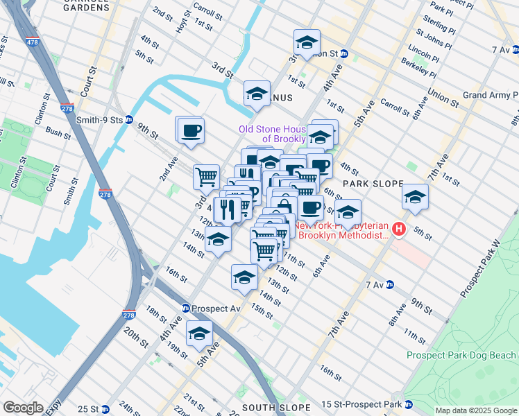 map of restaurants, bars, coffee shops, grocery stores, and more near in Brooklyn