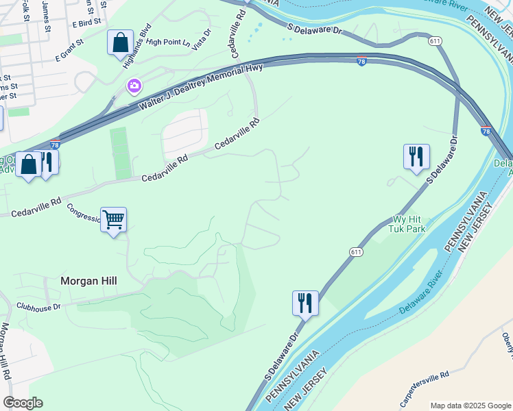 map of restaurants, bars, coffee shops, grocery stores, and more near 540 Quaker Ridge Terrace in Easton