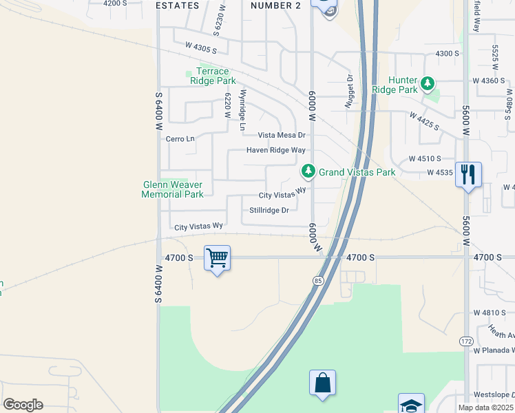 map of restaurants, bars, coffee shops, grocery stores, and more near 6146 West Stillridge Drive in West Valley City