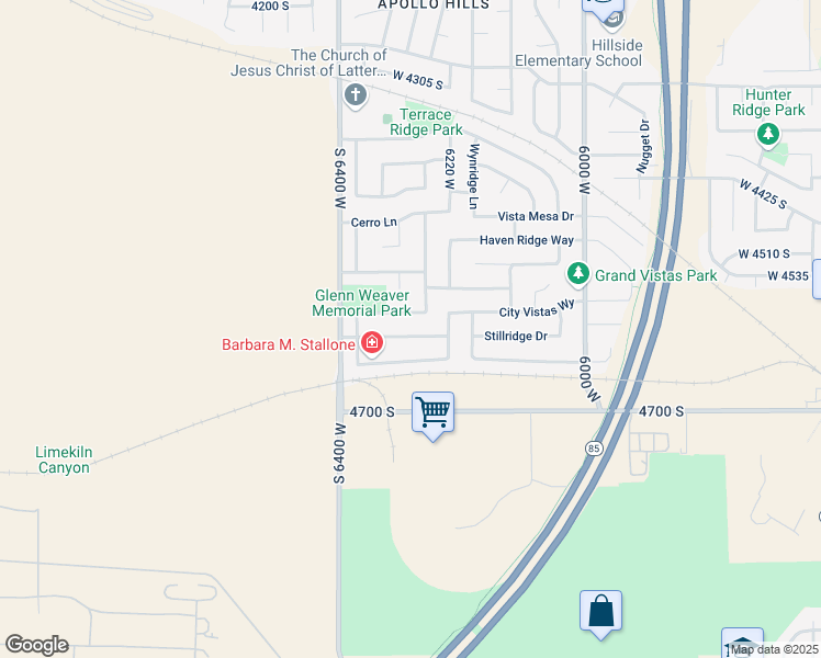 map of restaurants, bars, coffee shops, grocery stores, and more near 6286 Anders Ridge Way in West Valley City