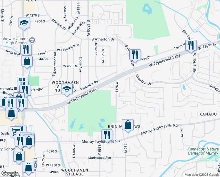 map of restaurants, bars, coffee shops, grocery stores, and more near 4626 1175 West in Taylorsville