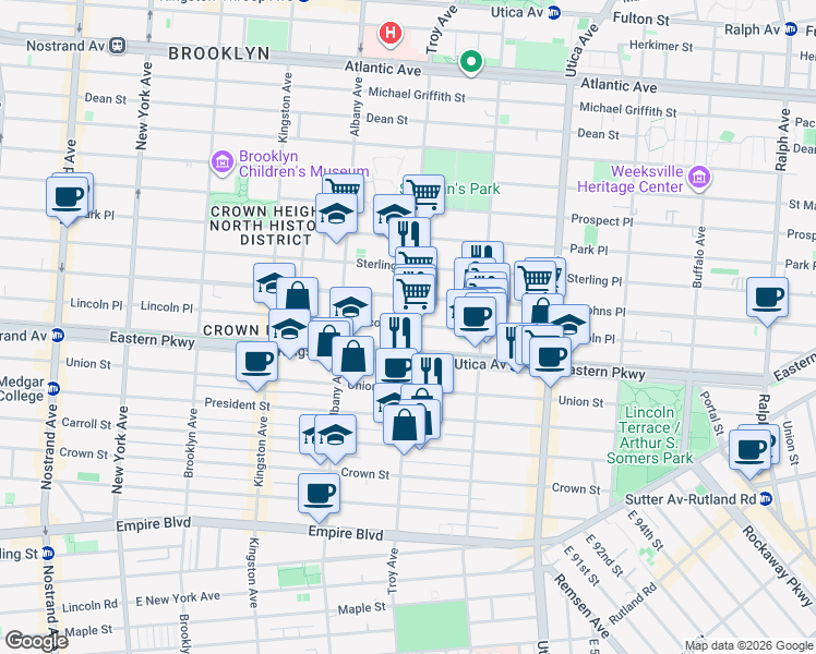 map of restaurants, bars, coffee shops, grocery stores, and more near in Brooklyn
