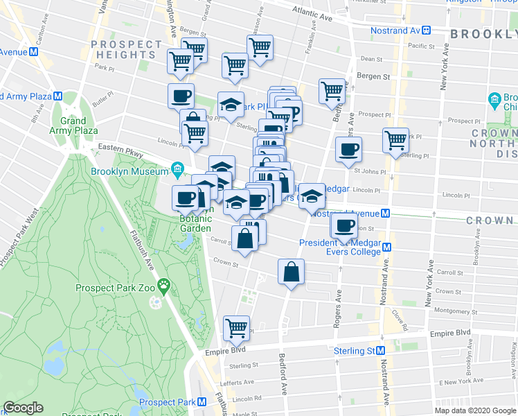 map of restaurants, bars, coffee shops, grocery stores, and more near in Brooklyn