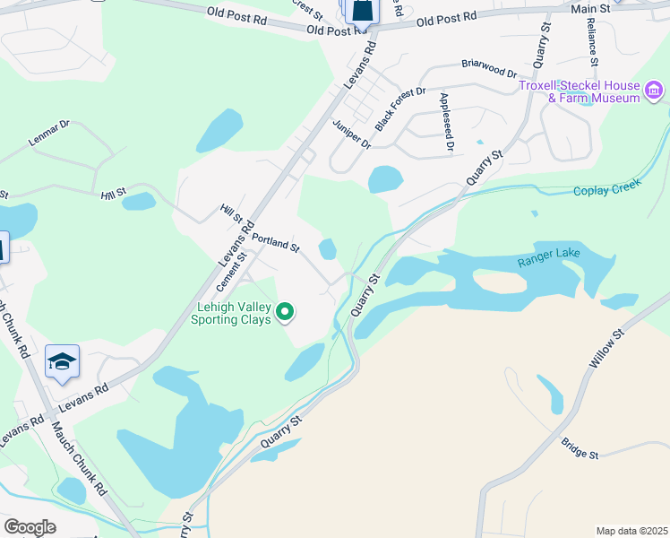map of restaurants, bars, coffee shops, grocery stores, and more near 3961 Portland Street in Coplay