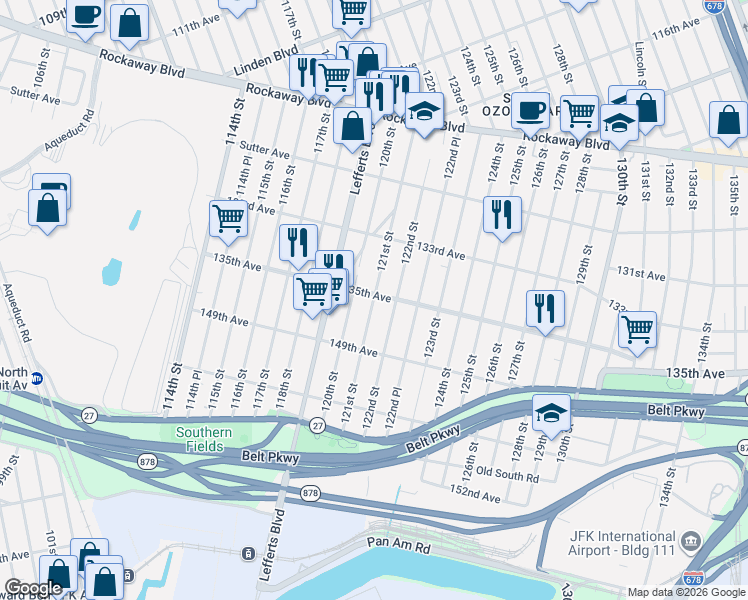 map of restaurants, bars, coffee shops, grocery stores, and more near in Queens