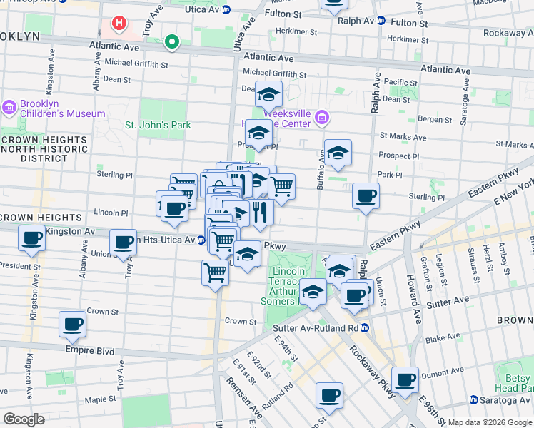 map of restaurants, bars, coffee shops, grocery stores, and more near in Brooklyn