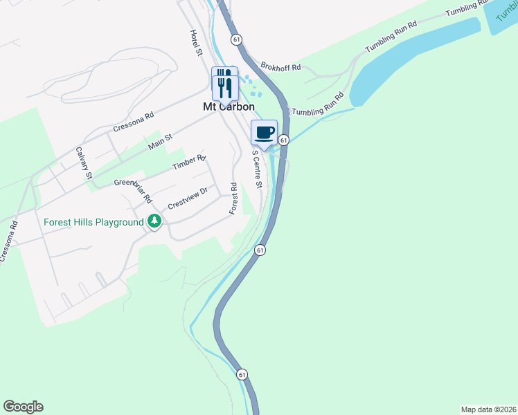 map of restaurants, bars, coffee shops, grocery stores, and more near 966 South Centre Street in Pottsville
