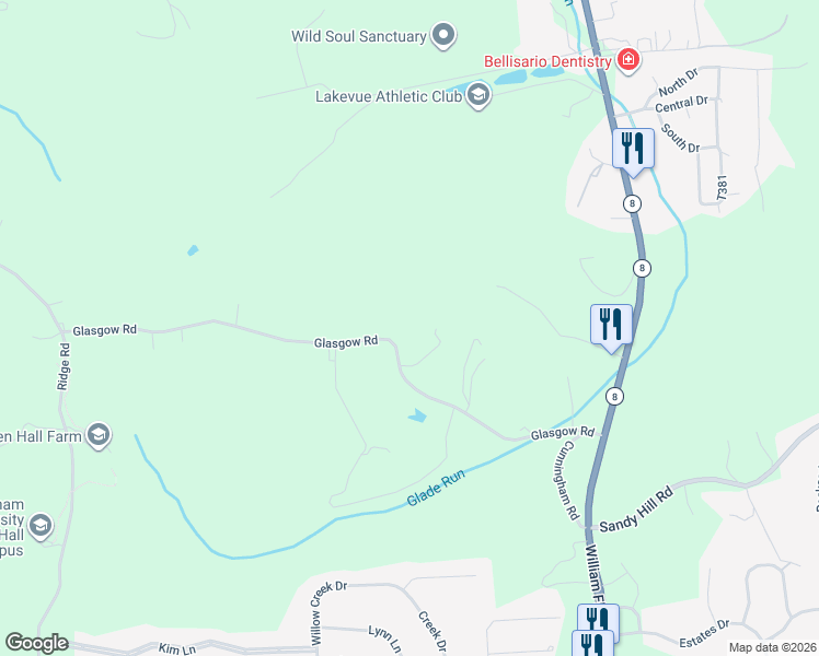 map of restaurants, bars, coffee shops, grocery stores, and more near 4124 Glasgow Road in Valencia