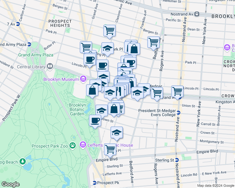 map of restaurants, bars, coffee shops, grocery stores, and more near 1035 Union Street in Brooklyn