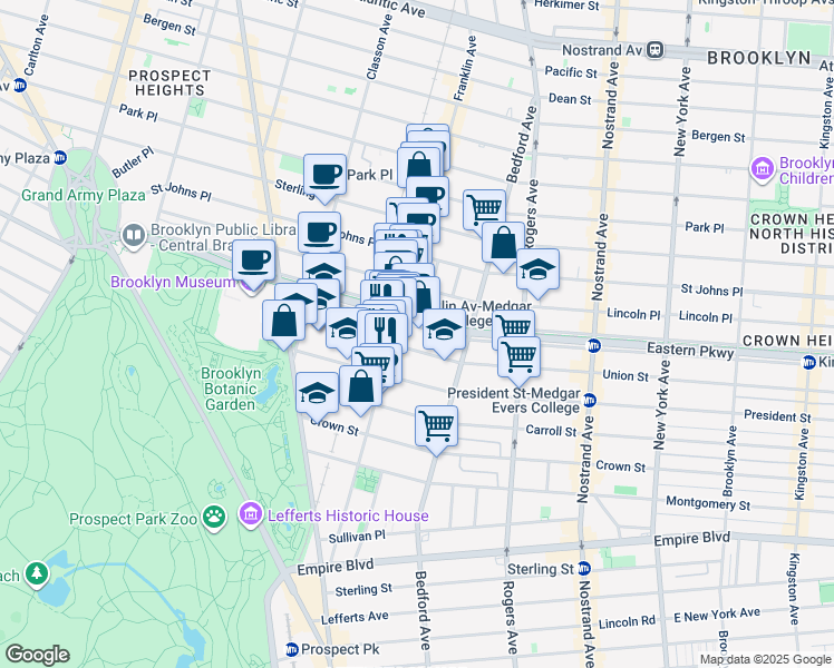map of restaurants, bars, coffee shops, grocery stores, and more near 1042 Union Street in Brooklyn