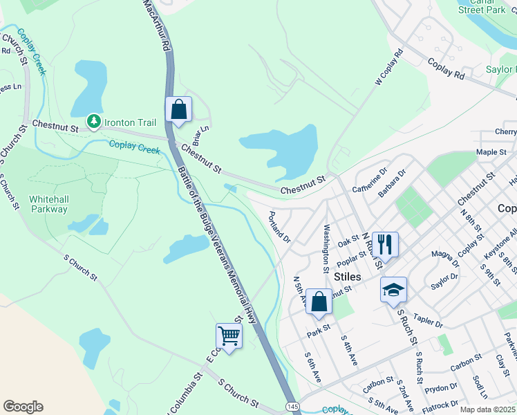 map of restaurants, bars, coffee shops, grocery stores, and more near 3524 Limestone Drive in Whitehall