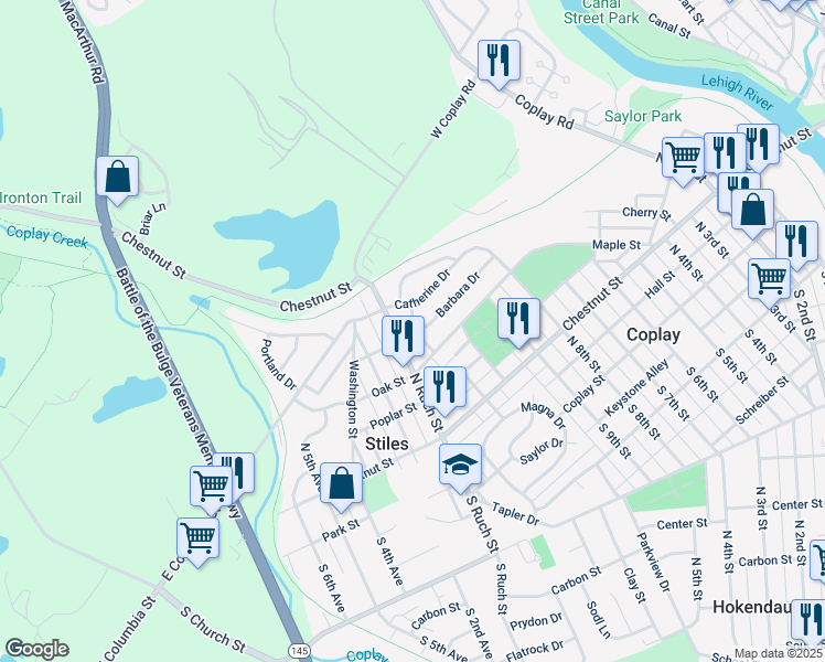 map of restaurants, bars, coffee shops, grocery stores, and more near 3224 North Ruch Street in Stiles