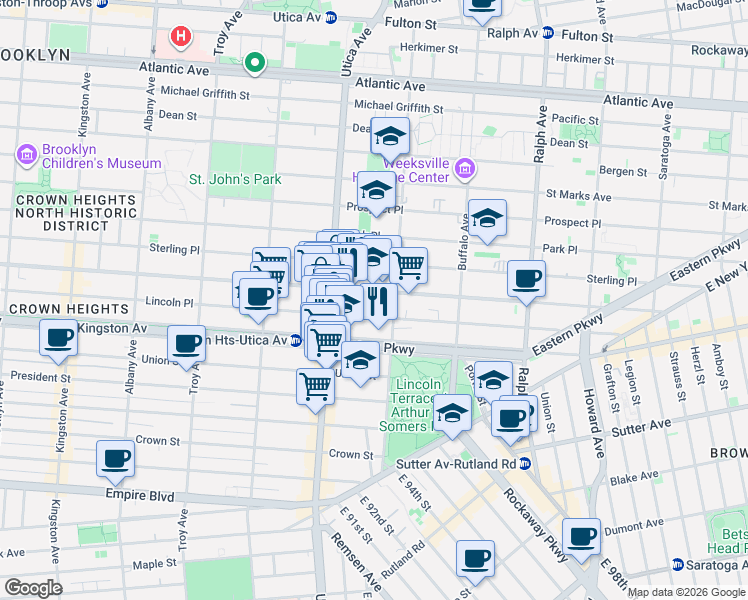 map of restaurants, bars, coffee shops, grocery stores, and more near in Brooklyn