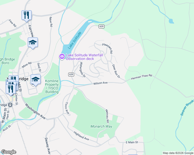 map of restaurants, bars, coffee shops, grocery stores, and more near 18 Northwood Drive in High Bridge