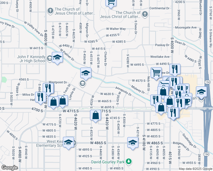 map of restaurants, bars, coffee shops, grocery stores, and more near 4418 Annapolis Drive in Salt Lake City