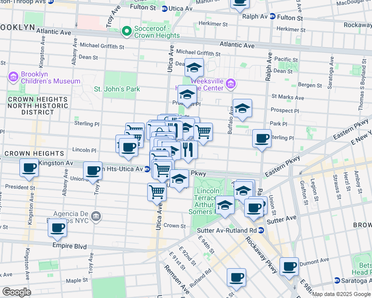 map of restaurants, bars, coffee shops, grocery stores, and more near in Brooklyn
