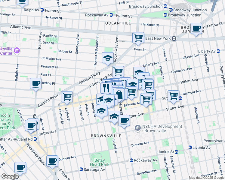 map of restaurants, bars, coffee shops, grocery stores, and more near in Brooklyn