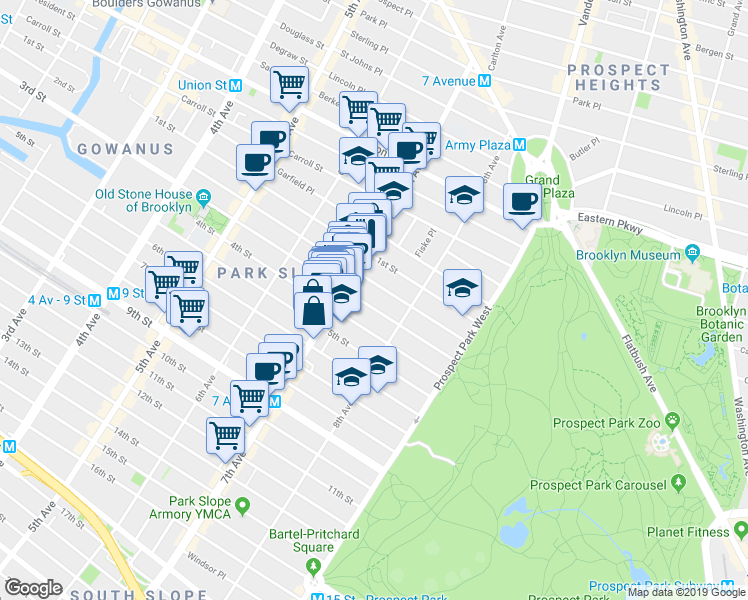 map of restaurants, bars, coffee shops, grocery stores, and more near 558 3rd Street in Brooklyn