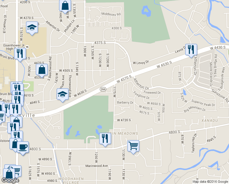 map of restaurants, bars, coffee shops, grocery stores, and more near 4578 1175 West in Taylorsville