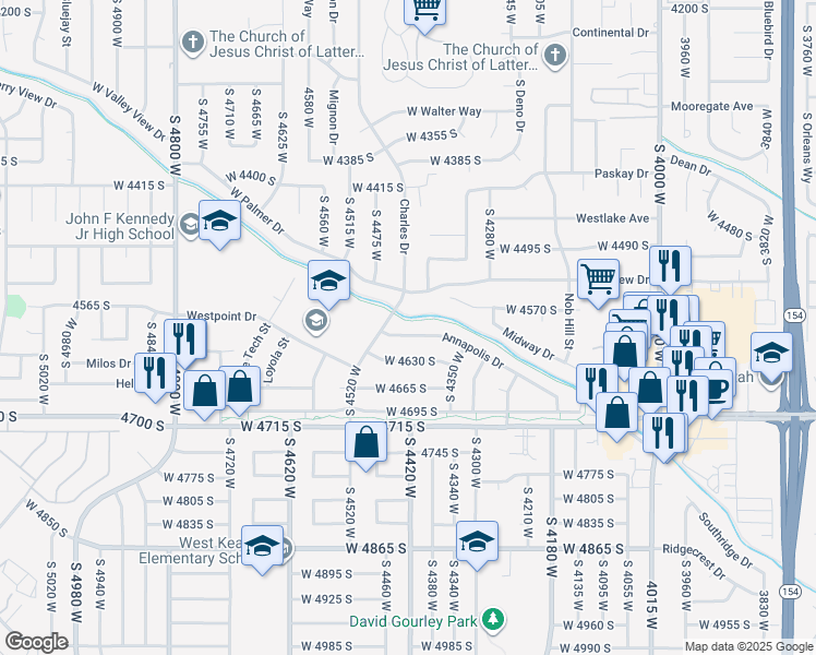 map of restaurants, bars, coffee shops, grocery stores, and more near 4418 Annapolis Drive in Salt Lake City