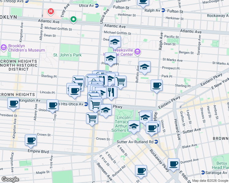 map of restaurants, bars, coffee shops, grocery stores, and more near in Brooklyn