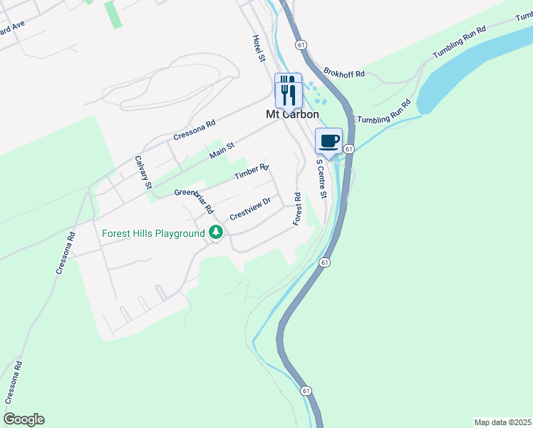 map of restaurants, bars, coffee shops, grocery stores, and more near 26 Deerfield Drive in Pottsville