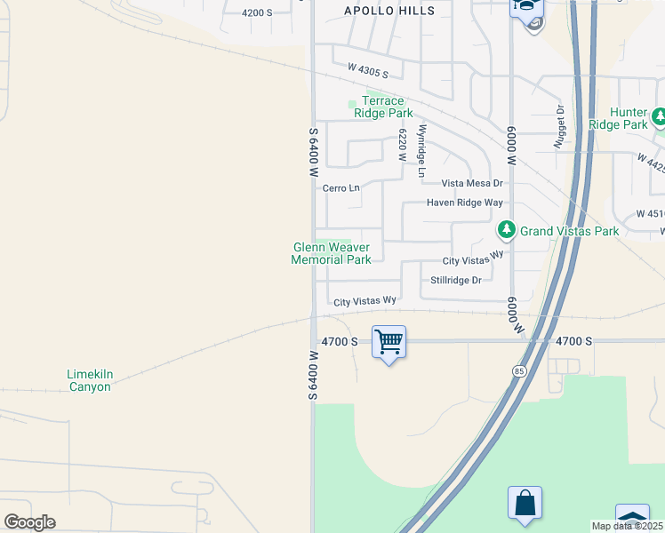 map of restaurants, bars, coffee shops, grocery stores, and more near 6363 Cape Ridge Lane in West Valley City