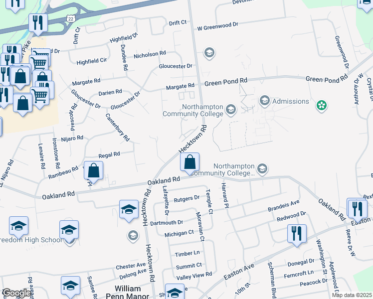 map of restaurants, bars, coffee shops, grocery stores, and more near in Bethlehem