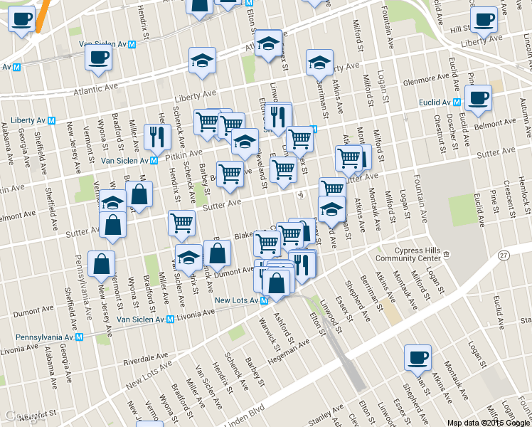 map of restaurants, bars, coffee shops, grocery stores, and more near in Brooklyn