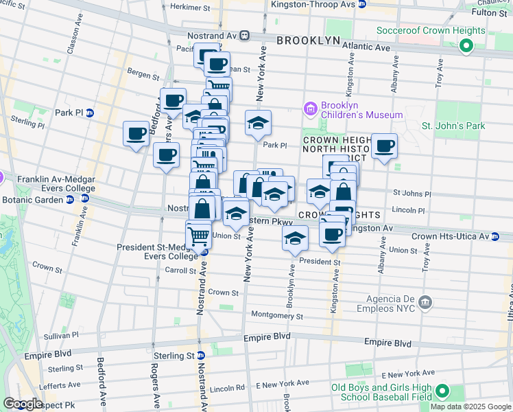 map of restaurants, bars, coffee shops, grocery stores, and more near 291 New York Ave in Brooklyn