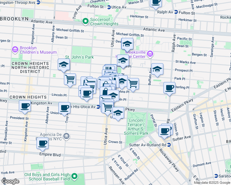 map of restaurants, bars, coffee shops, grocery stores, and more near in Brooklyn